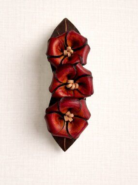 Leather Floral Barrette | Hair Clip